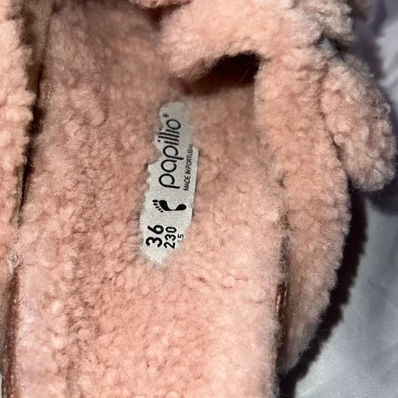 Papillio Sherling Fuzzy Pink Fleece Slippers Slides Sandals Birkens Birkenstocks