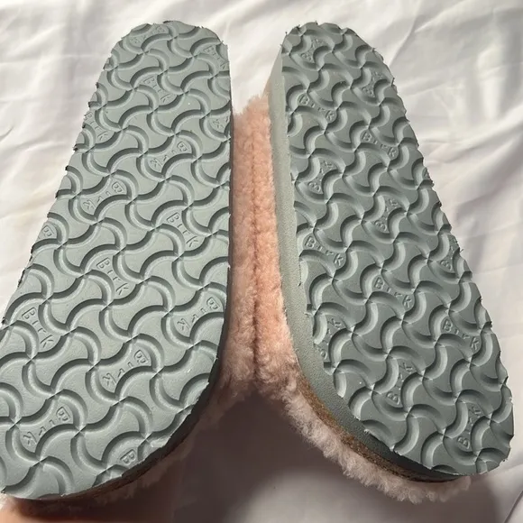 Papillio Sherling Fuzzy Pink Fleece Slippers Slides Sandals Birkens Birkenstocks
