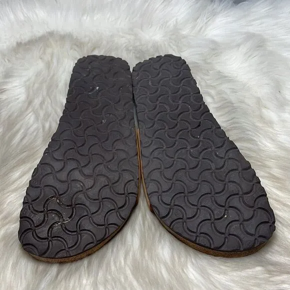 Papillio Tan Nubuck Tie Detail Slide Sandals Sz 8