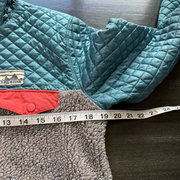 Patagonia Women’s Mixed Snap-T Fleece Pullover Teal Grey Size Small 50395 FA15