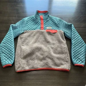 Patagonia Women’s Mixed Snap-T Fleece Pullover Teal Grey Size Small 50395 FA15