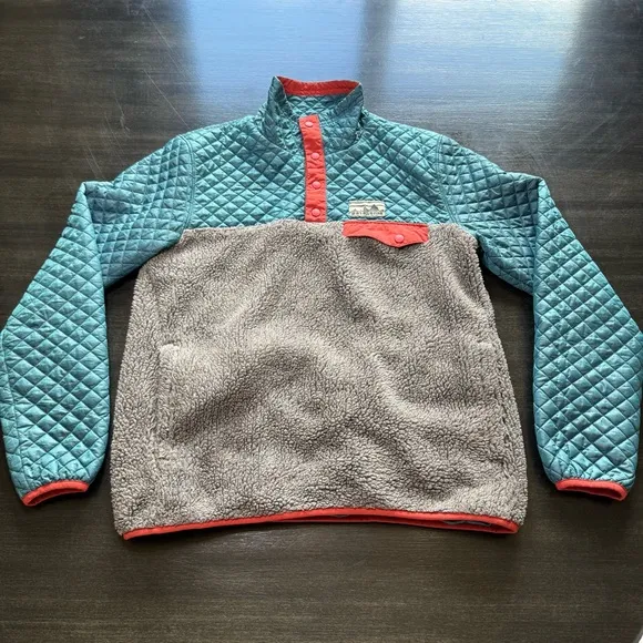 Patagonia Women’s Mixed Snap-T Fleece Pullover Teal Grey Size Small 50395 FA15