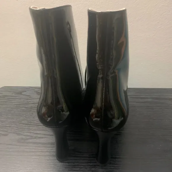 Patent Leather Ankle Lace-Up Boots