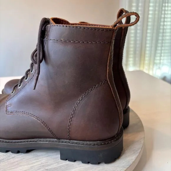 Patina Dark Brown Leather Lace Up Men's Boots US Size 11