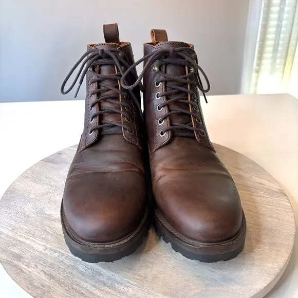 Patina Dark Brown Leather Lace Up Men's Boots US Size 11