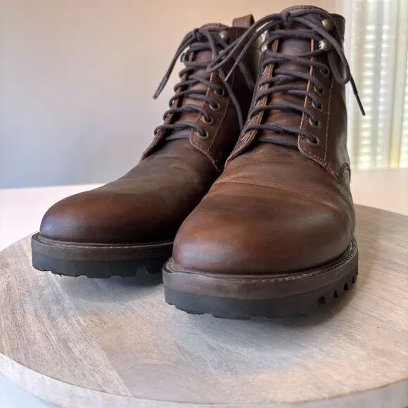 Patina Dark Brown Leather Lace Up Men's Boots US Size 11
