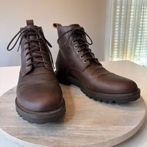 Patina Dark Brown Leather Lace Up Men's Boots US Size 11
