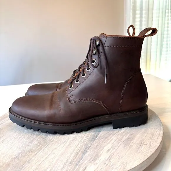 Patina Dark Brown Leather Lace Up Men's Boots US Size 11