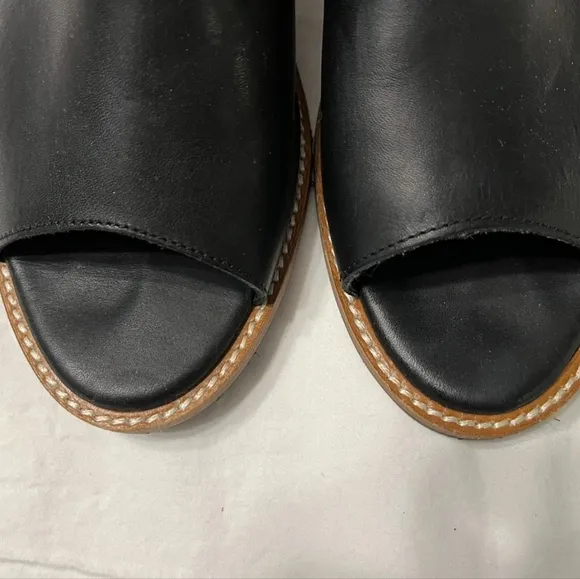 Patina Portland Leather Co. Black Leather Sling Back Sandals