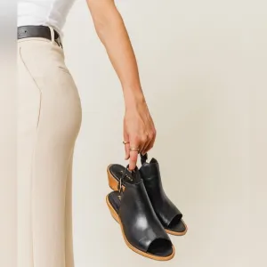 Patina Portland Leather Co. Black Leather Sling Back Sandals