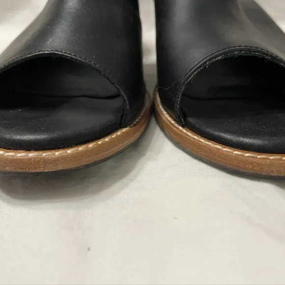 Patina Portland Leather Co. Black Leather Sling Back Sandals