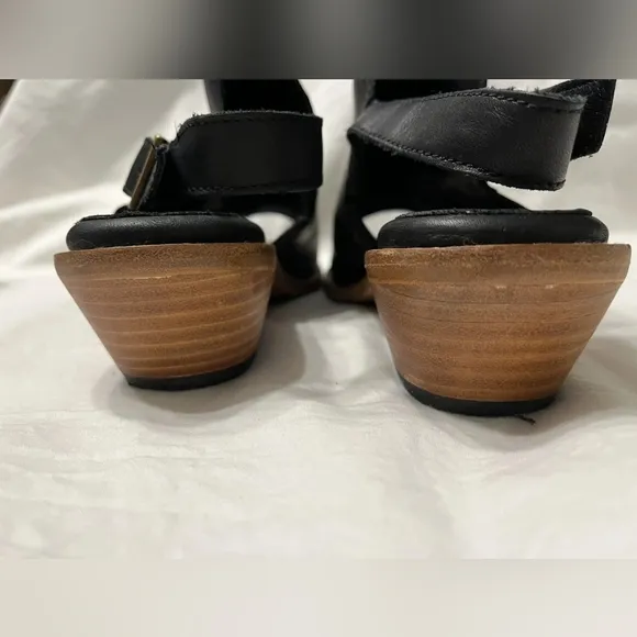 Patina Portland Leather Co. Black Leather Sling Back Sandals