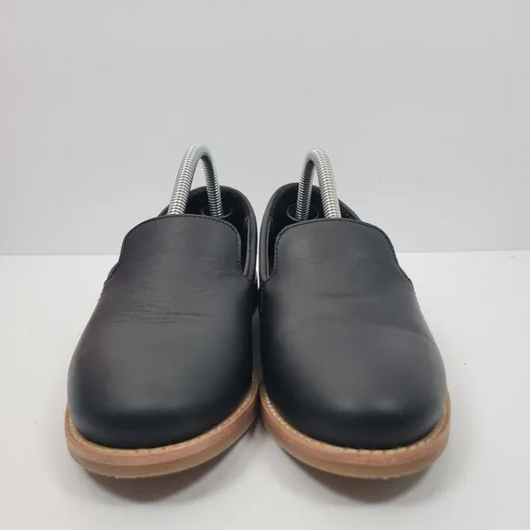 Patina Rounded Loafer Women's Black Leather Flats US Size 6.5