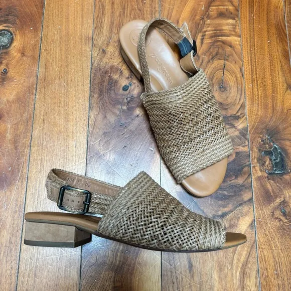 Paul Green Helena Slingback Flats Cuoio Sisal Woven Natural 9.5