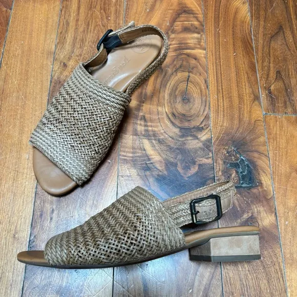 Paul Green Helena Slingback Flats Cuoio Sisal Woven Natural 9.5