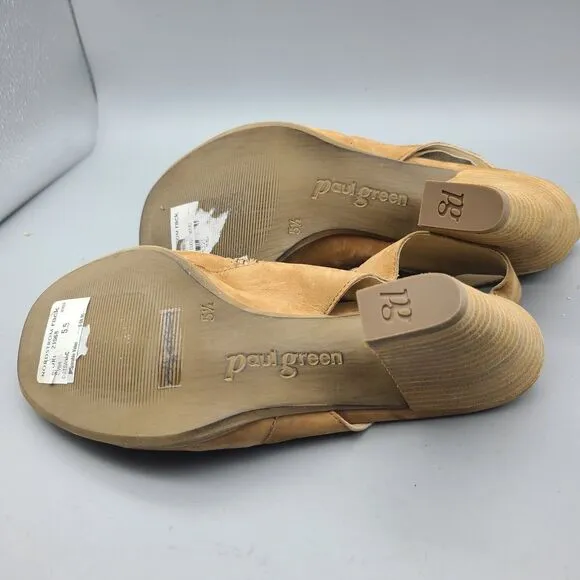 Paul Green Leilani Sandals Peep Toe Tan Leather Suede Sisal Heel Zipper Sz 8 New
