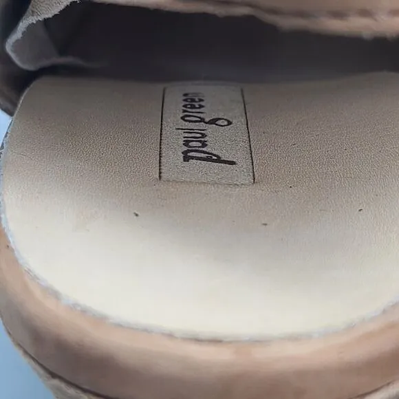 Paul Green Leilani Sandals Peep Toe Tan Leather Suede Sisal Heel Zipper Sz 8 New