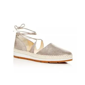 Paul Green Marcey Lace Up Espadrille Flats Silver Metallic US Sz 6.5