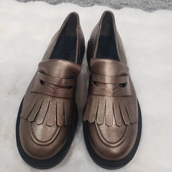 Paul Green Metallic Grunge Loafers Stacy Womens Size 8 US, 5.5 Austrian New