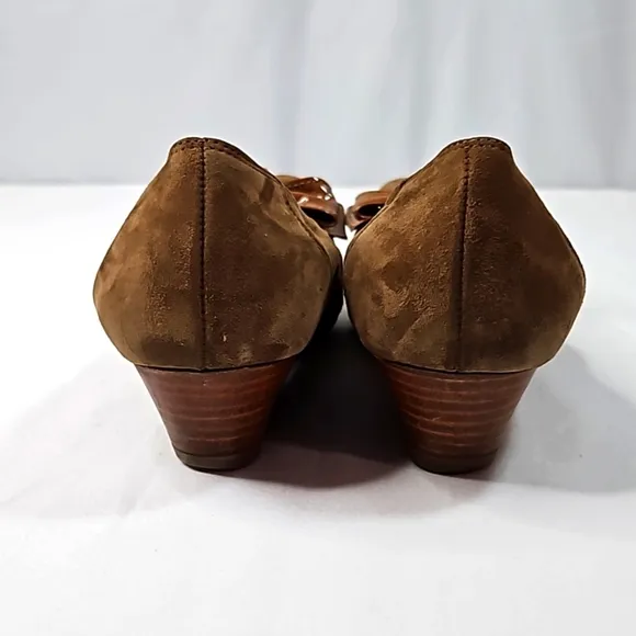 Paul Green Nola Wedge Brown Suede Square Toe Size 6.5