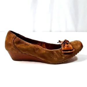 Paul Green Nola Wedge Brown Suede Square Toe Size 6.5