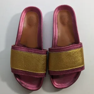 Penelope Chilvers pink/gold slides