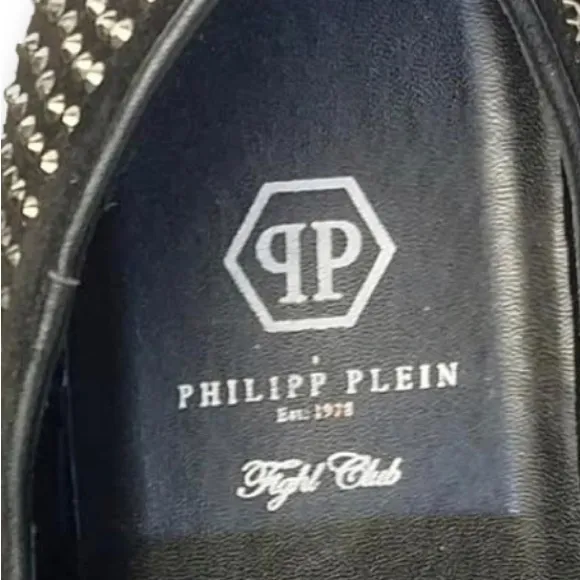 Philipp Plein Fight Club Black Studded Men's Slip-on Loafers Shoes Euro 43