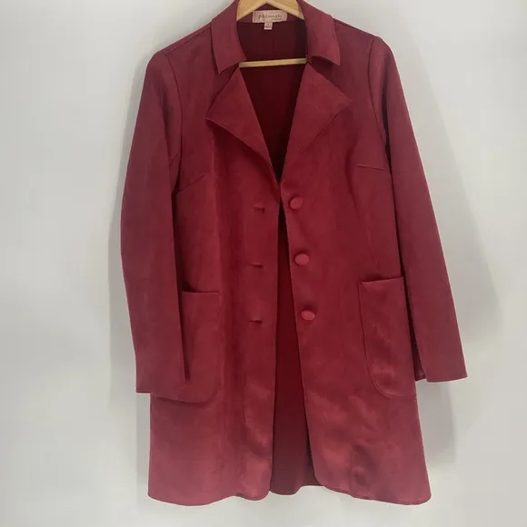Philosophy faux suede leather button front  coat fabric covered buttons 2 pocket