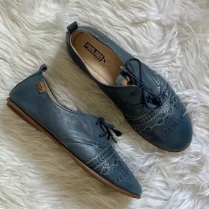 PIKOLINOS 41 10 Calabria Laser Cut Oxford Flats in Ocean Blue • Cutout Lace Up