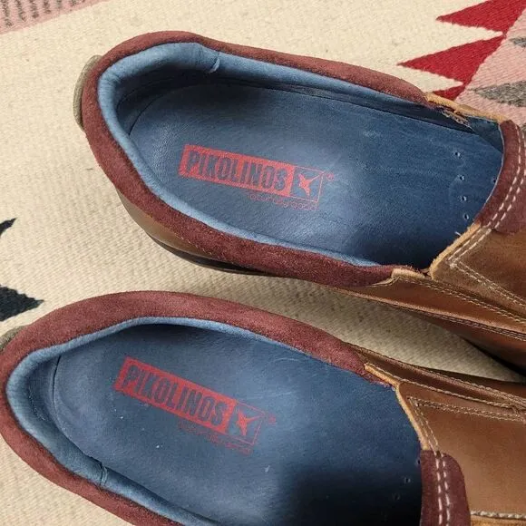 Pikolinos Bandajoz Brown Leather Slip On Loafers Moccasin Sz 46 US 12.5-13