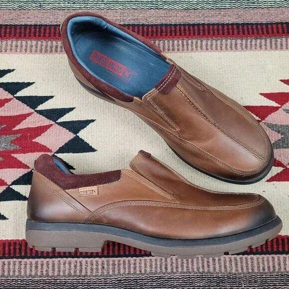 Pikolinos Bandajoz Brown Leather Slip On Loafers Moccasin Sz 46 US 12.5-13