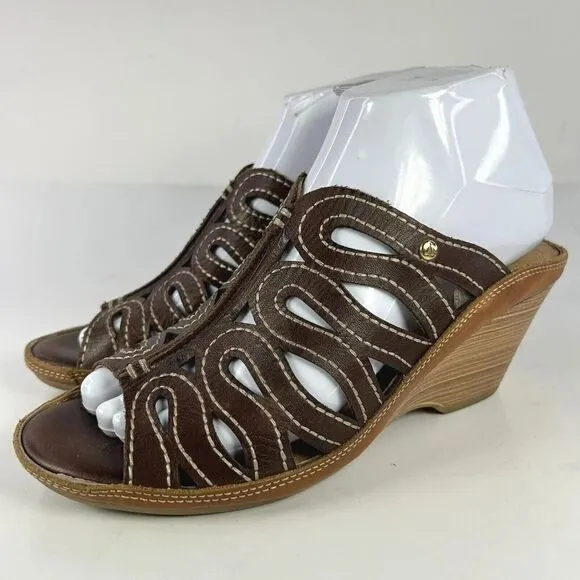 Pikolinos Capri Cut out Comfort Yellow Wedge US 7.5 Slide Sandals Shoes