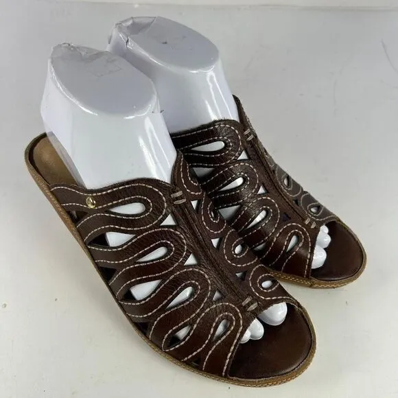 Pikolinos Capri Cut out Comfort Yellow Wedge US 7.5 Slide Sandals Shoes