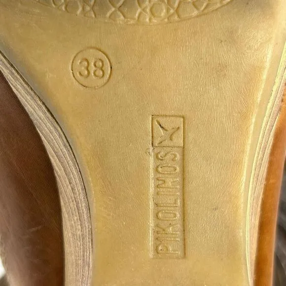 Pikolinos Capri Cut out Comfort Yellow Wedge US 7.5 Slide Sandals Shoes