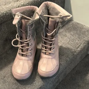 Pink Lace-Up Winter Boots