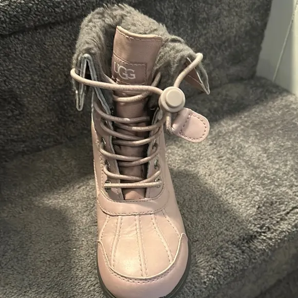 Pink Lace-Up Winter Boots