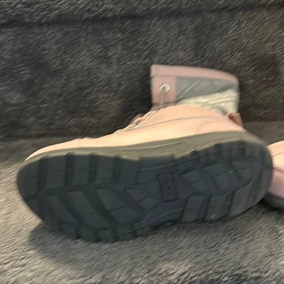 Pink Lace-Up Winter Boots
