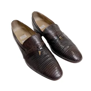 Pino Giardini Men's Brown Leather Lizard Slip-On Loafers classic shoes 10.5