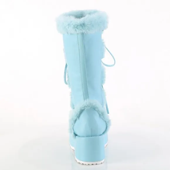 Platform Fur Trim Lace Up Boots