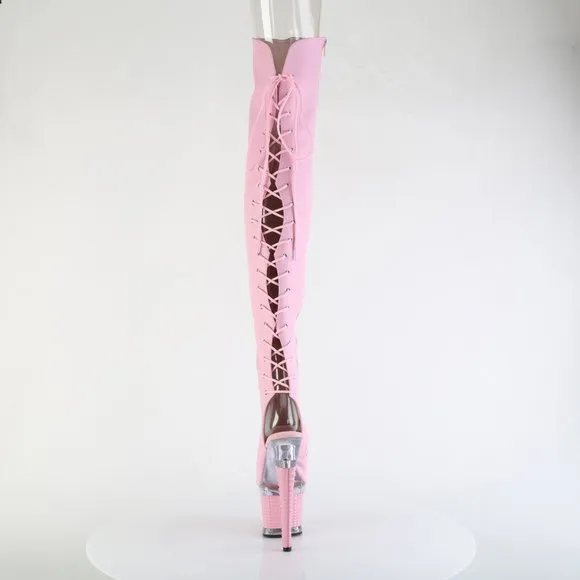 Platform High Heel Lace Up Back Thigh High Boots