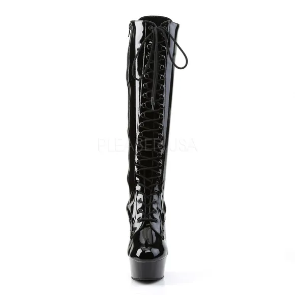Platform Lace Up Knee Heel High Boots