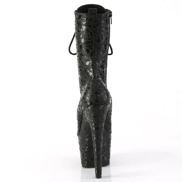 Platform Lace Up Leopard Ankle Boots