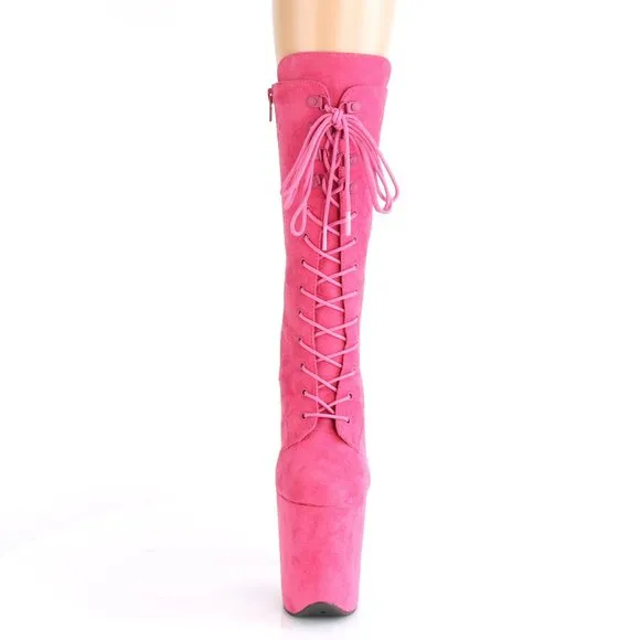 Platform Lace Up Suede High Heel Boots