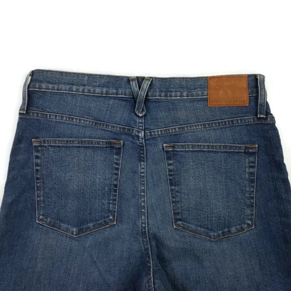 Point Sur J. Crew Wide Leg Cropped Fringed Jeans Womens Medium Blue Wash 32 NWT