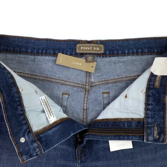 Point Sur J. Crew Wide Leg Cropped Fringed Jeans Womens Medium Blue Wash 32 NWT