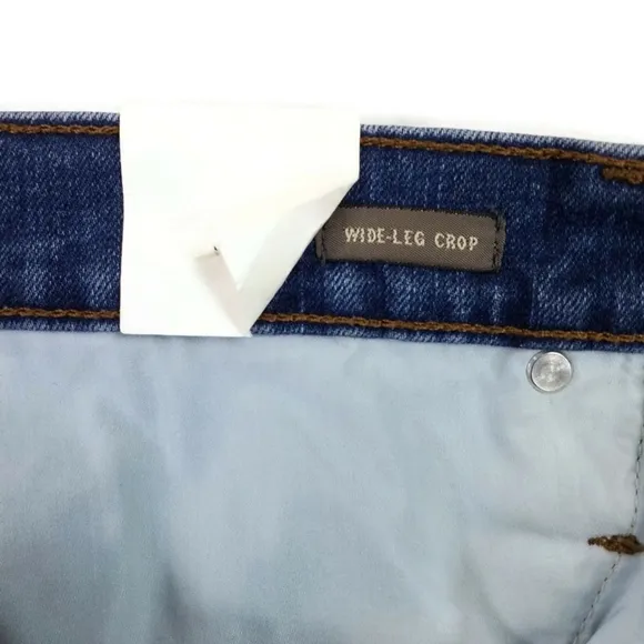 Point Sur J. Crew Wide Leg Cropped Fringed Jeans Womens Medium Blue Wash 32 NWT