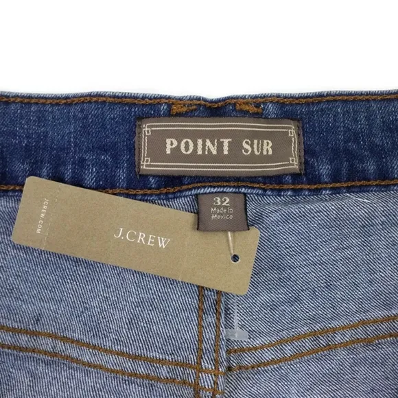 Point Sur J. Crew Wide Leg Cropped Fringed Jeans Womens Medium Blue Wash 32 NWT