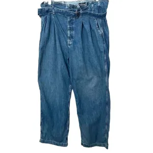 POLO RALPH LAUREN &quot;PAPERBAG&quot; JEANS, WOMENS, 32R, WIDE LEG, HIGH-RISE, BELT