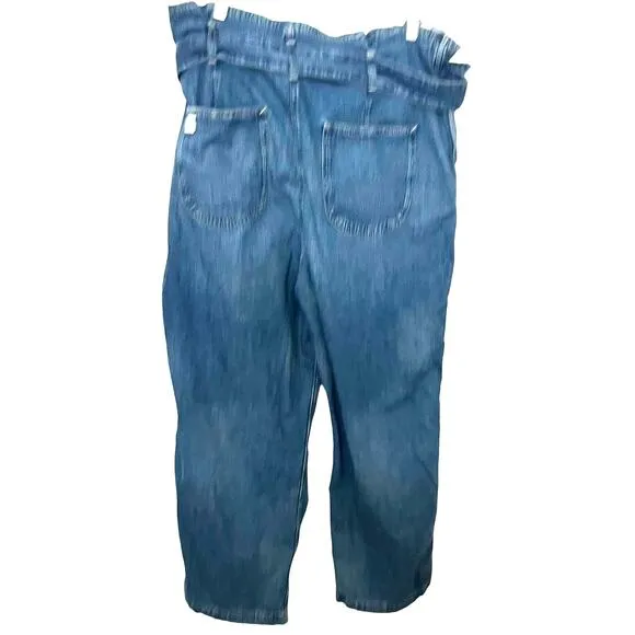 POLO RALPH LAUREN &quot;PAPERBAG&quot; JEANS, WOMENS, 32R, WIDE LEG, HIGH-RISE, BELT