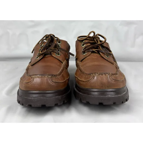 Polo Ralph Lauren Leather Loafers Mens 10 D Brown Boat Shoes Lace Up Preppy Work
